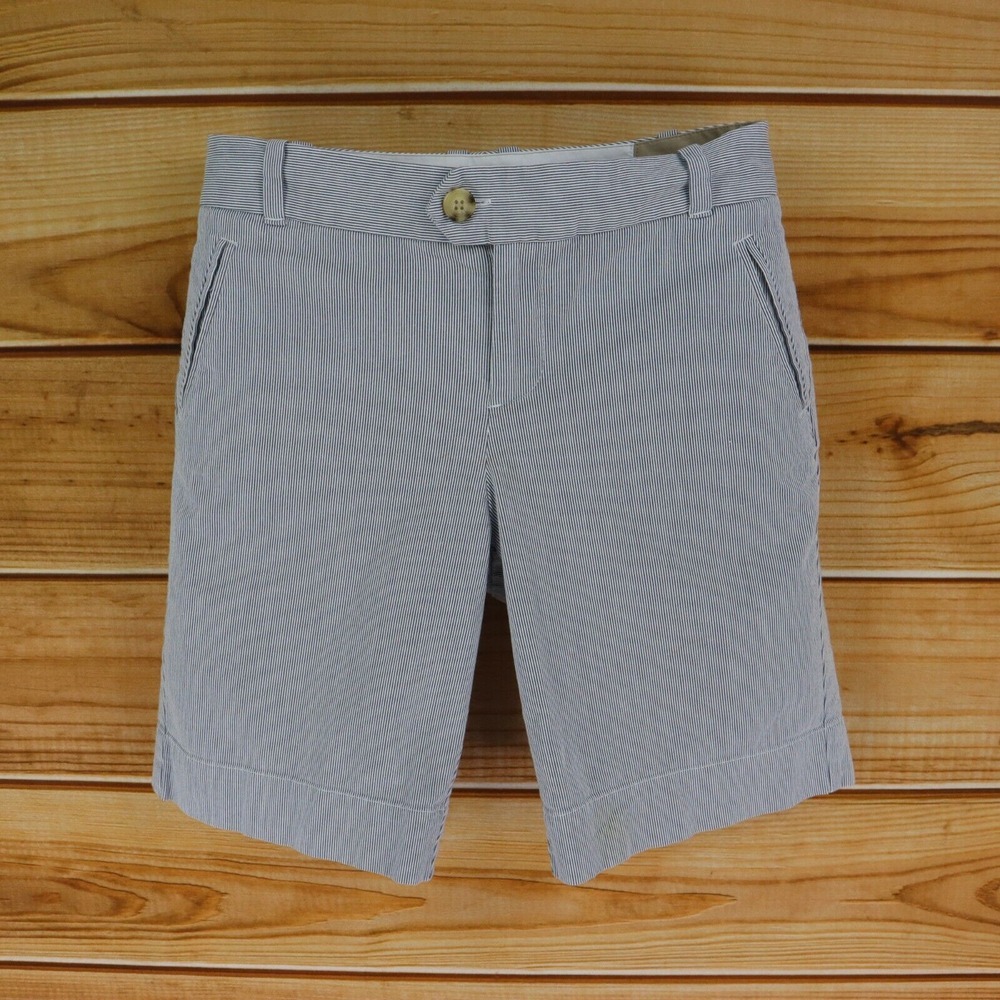 DOCKERS Bermuda Shorts Womens 4 Gray White Striped Cotton Bl. Pockets Belt Loops
